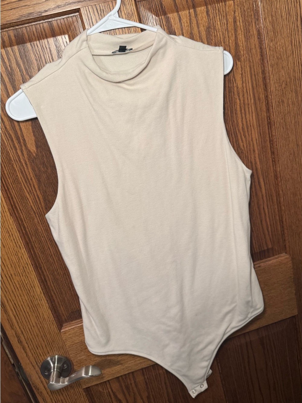 Express Cream Sleeveless Mock Neck Bodysuit